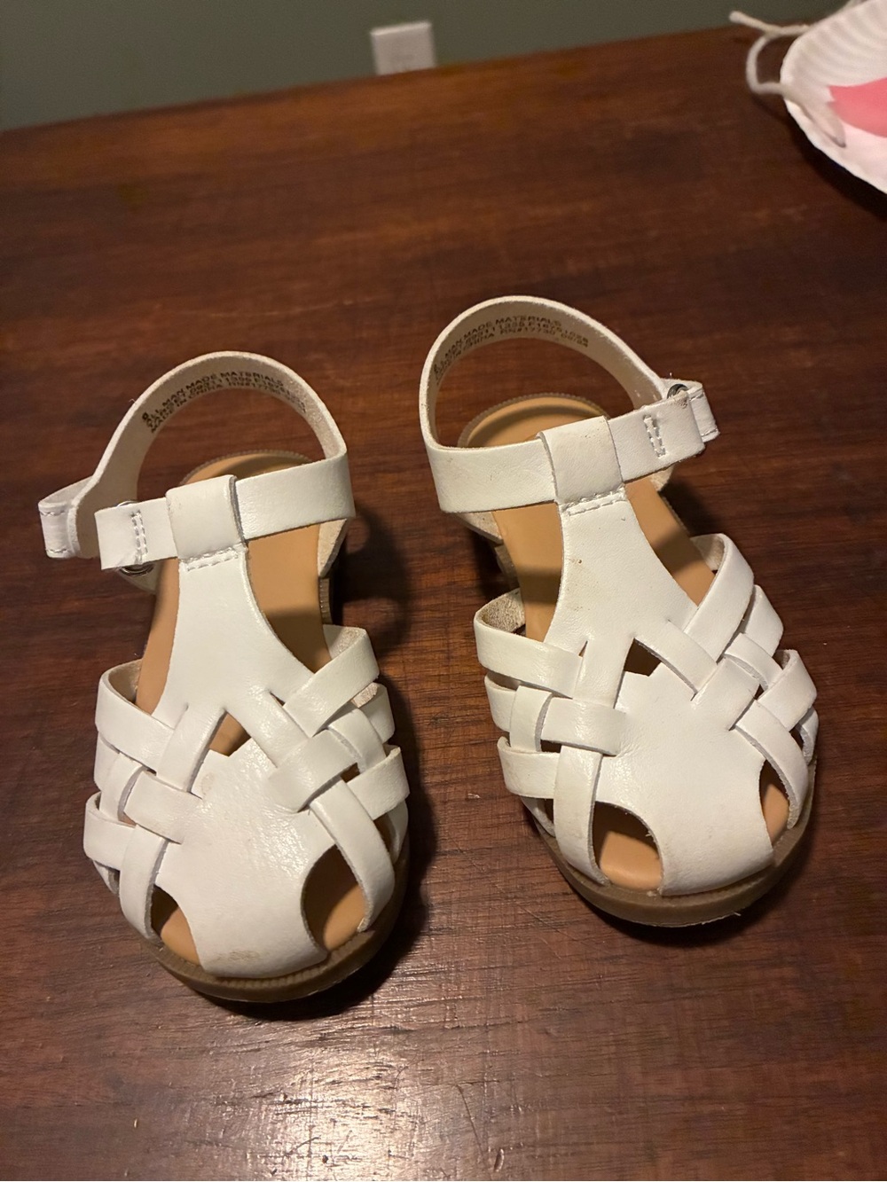 Cat & Jack White Woven T‑Strap Kids Sandals